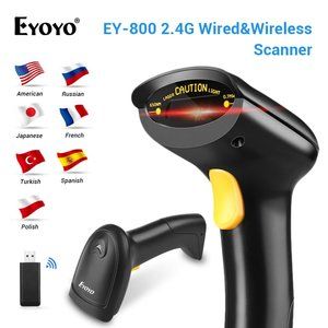 Eyoyo EY-800 Handheld Wired & Wireless 1D Barcode Scanner/Reader NIB